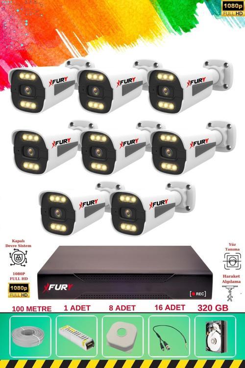 8 Kameralı 6 Warm Led Gece Renkli Görüş-Cepten İzle-Su Geçirmez Güvenlik Kamerası Seti 320GB