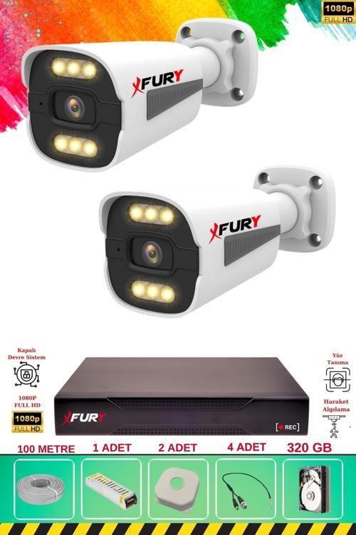 2 Kameralı 6 Warm Led Gece Renkli Görüş-Cepten İzle-Su Geçirmez Güvenlik Kamerası Seti 320GB
