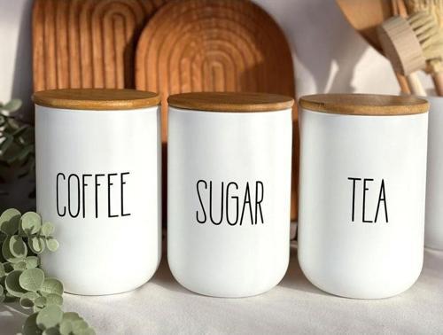 3 Lü Bambu Kapaklı Beyaz Baharatlık