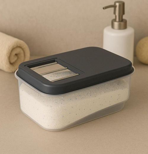 5 Lt Etiketli Kayar Kapaklı Deterjan Saklama Kabı -Tablet Deterjan Saklama Kutusu