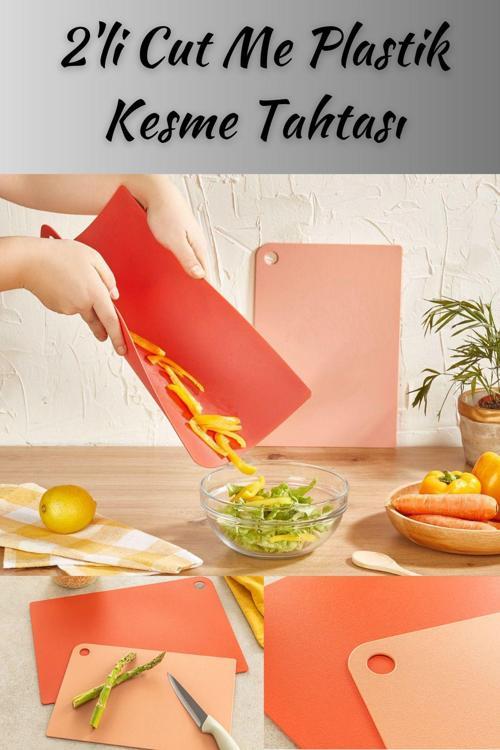 Cut Me Plastik 2'Li Kesme Tahtası 27-34 Cm Kırmızı