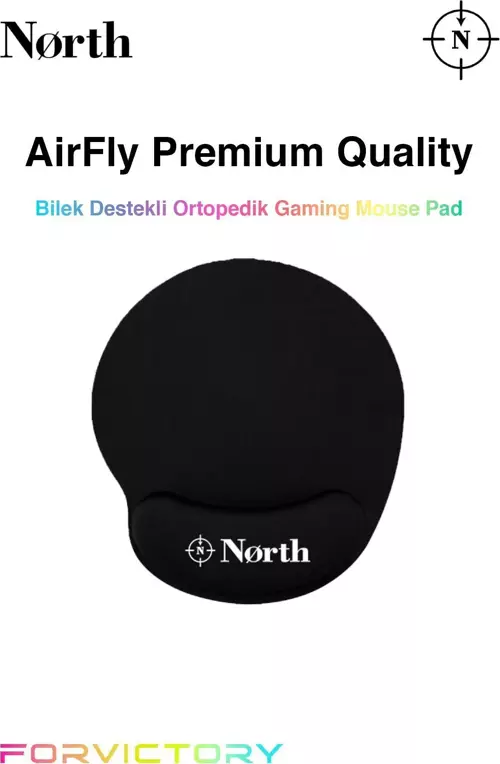 Airfly Premium Quality Bilek Destekli Siyah Gaming Mouse Pad