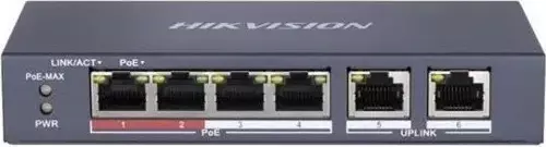 Hıkvısıon Hıkvısıon 4Port 35W Full Poe Ds-3E0106P-E/M 10/100 2X-Uplınk Yönetilemez Switch