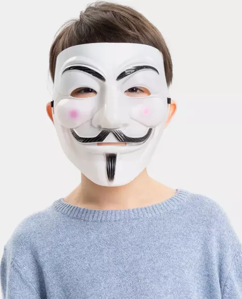 Beyaz Renk Pembe Yanaklı İthal V For Vendetta Maskesi