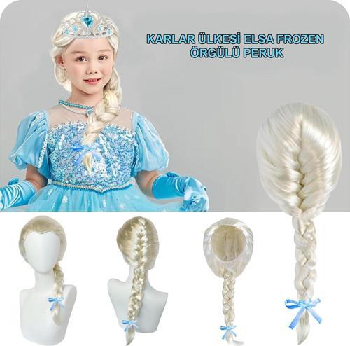 Platin Altın Dore Renk Karlar Ülkesi Elsa Frozen Peruğu Çocuk Boy