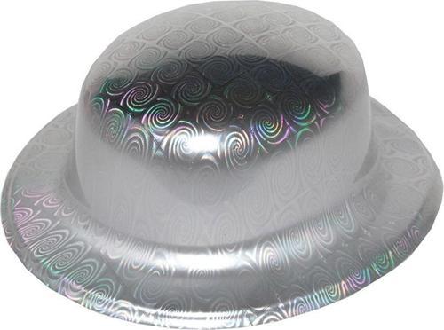 Gümüş Renk Hologramlı Plastik Yuvarlak Melon 27x24 cm