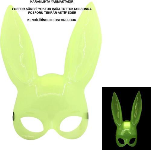 Karanlıkta Parlayan Fosforlu Tavşan Maskesi – Glow Bunny Masquerade Maske (32x22 cm)