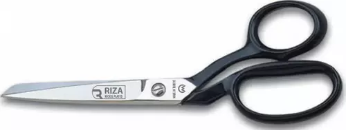 Rıza A4115-7 Tekstil / Yatık Regula Makası Makası No: 7 inç / 17,78 cm - Nikel Kaplama, Siyah Saplı