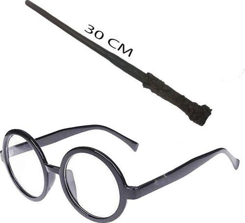 Harry Potter Asası 30 cm ve Siyah Çerçeveli Harry Potter Gözlüğü Seti