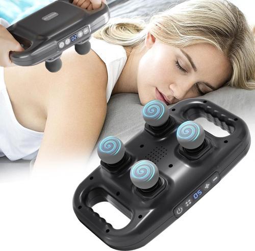 4 Başlıklı Masaj Tabancası - Ergonomik Derin Doku Sırt ve Boyun Masaj Aleti Ağrı ve Sızı Giderici