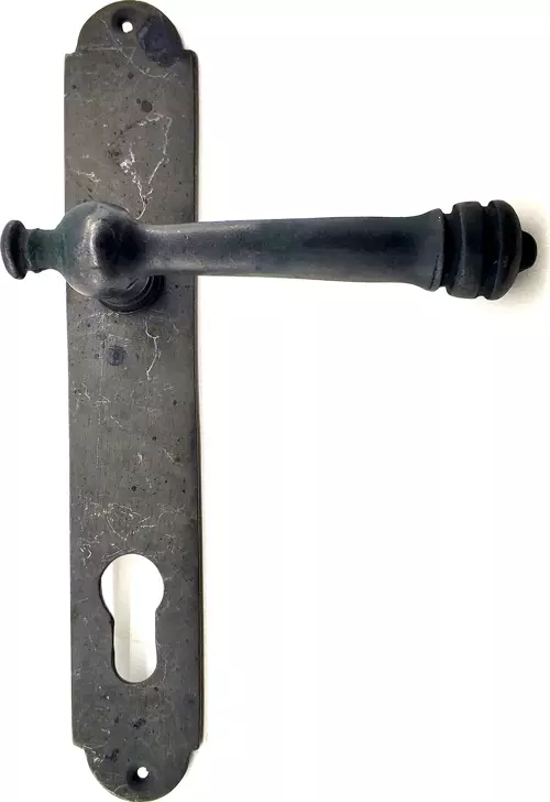 Antika Tarz Dekoratif Pirinç Taşra Oda Kapı Kolu - 220x35 mm, Oksit