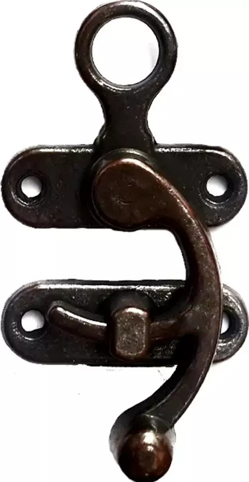 Kancalı Yay Gözü, Ahşap Kutu Klipsi - Büyük, Antik, 1 Adet