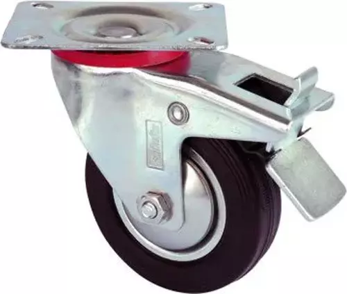 Servis Tekeri - Tablalı Frenli Siyah Döner - Çap 80 mm