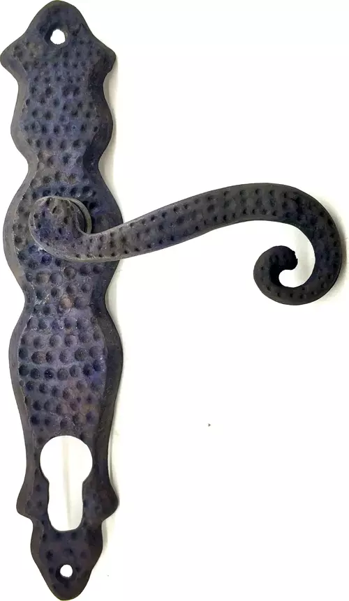 Antika Tarz Dekoratif Pirinç Kıvrık Banyo Kapı Kolu - 210x43 mm, Oksit