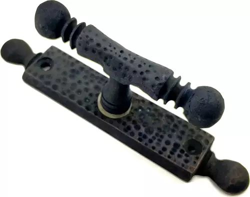 Antika Tarz Dekoratif Pirinç Misket Pencere Kolu - 165x32 mm, Oksit