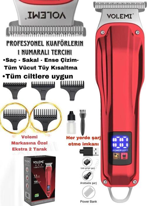 Profesyonel Şarj Göstergeli Saç Sakal Lazer Öncesi Tüm Vücut Tıraş Makinesi V-0087A