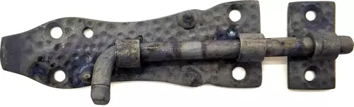 Antika Tarz Dekoratif Pirinç Dövme Kapı Sürgüsü - 7,5cm, Oksit