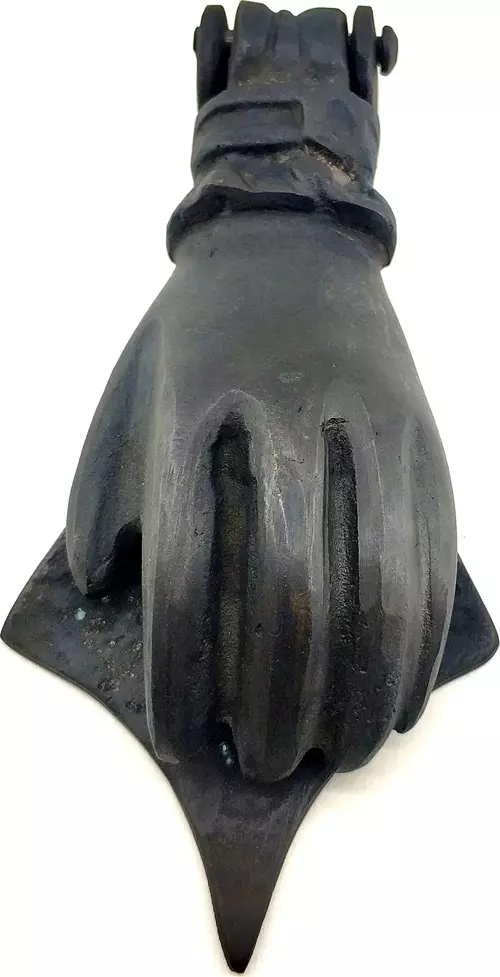 Antika Tarz Dekoratif Pirinç El Kapı Tokmağı, Taktak - 167x75 mm, Oksit