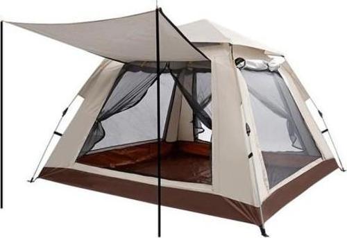 Tam Otomatik Tenteli Sineklik 4 Taraflı Su Geçirmez Oxford Kumaşlı 4 Kişilik Kamp Çadırı 210x210x140