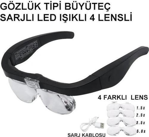 Şarjlı Gözlük Büyüteç 4 Farklı Lens -11537Dc