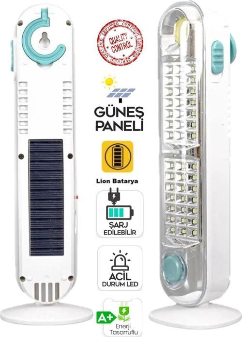 42 Ledli + Fener Solar Güneş Panelli Ultra Güçlü Ledli Şarjlı Işıldak V-005