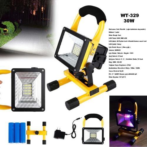 Şarjlı Spot Lamba Projektör Watton Wt-329