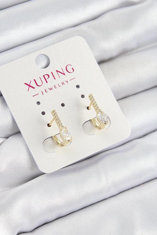 Xuping Zirkon Taşlı I Model Gold Renk Kadın Küpe - EBJ250705W36316