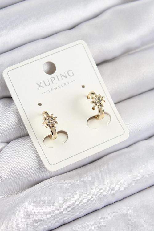 Xuping Zirkon Taşlı Çiçek Model Gold Renk Kadın Küpe - EBJ250705W36323
