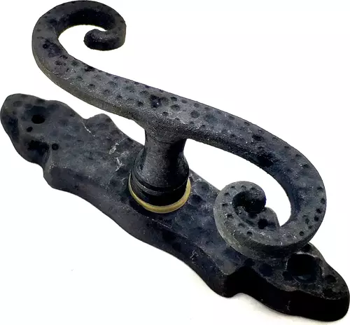 Antika Tarz Dekoratif Pirinç Kıvrık Pencere Kolu - 130x33 mm, Oksit