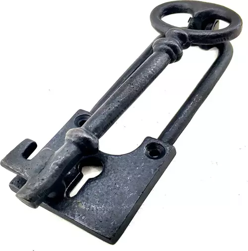 Antika Tarz Dekoratif Pirinç Anahtar Kapı Tokmağı, Taktak - 170x60mm, Oksit