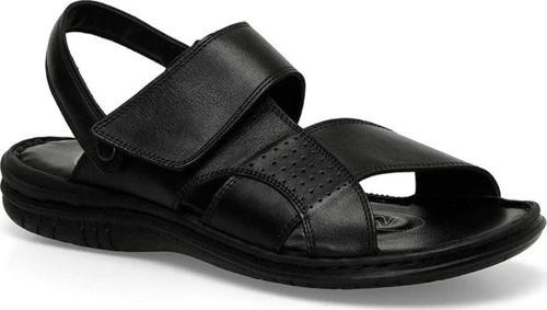 106894 4FX Siyah Erkek Comfort Deri Sandalet