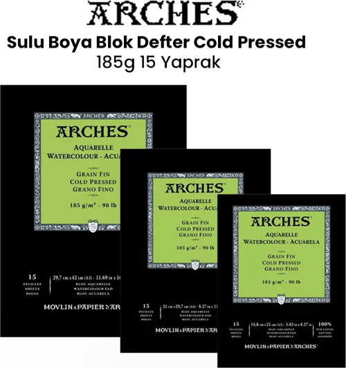 Sulu Boya Blok Defter Cold Pressed 185g 15 Yaprak