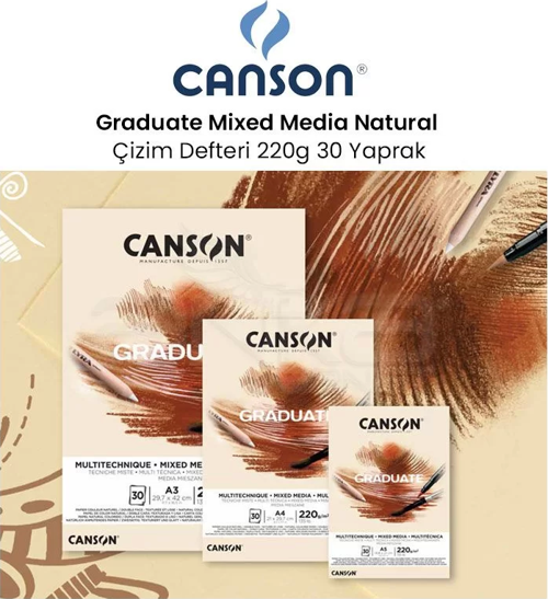 Graduate Mixed Media Natural Çizim Defteri 220g 30 Yaprak