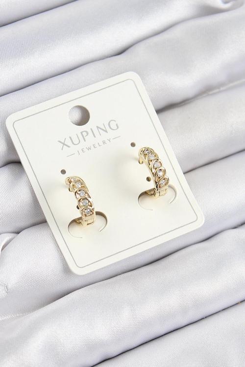 Xuping Zirkon Taşlı Ardışık Model Gold Renk Kadın Küpe - EBJ250705W36327