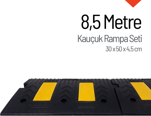 Kauçuk Rampa Set, Otopark Rampası, Kaldırım Rampası 30 x 50 x 4,5 cm 8,5 Metre
