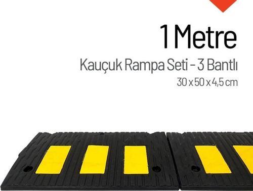 Kauçuk Rampa Set, Otopark Rampası, Kaldırım Rampası 30 x 50 x 4,5 cm - 3 Bantlı - 1 Metre