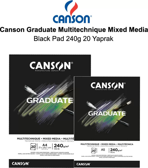 Graduate Multitechnique Mixed Media Black Pad 240g 20 Yaprak