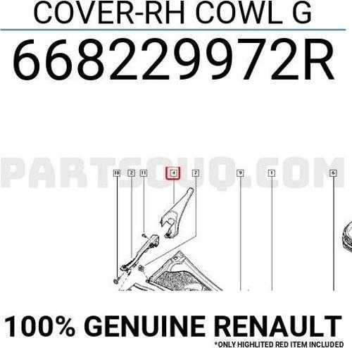 Renault Lodgy - Dokker 2012- Ön Cam Lastiği Ön Cam Izgara Bakalatı Sağ (Oem No:668229972R)