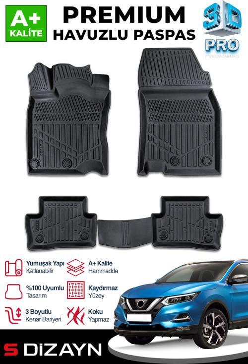 Nissan Qashqai 3D Pro Havuzlu Paspas 2013-2021 A+ Kalite