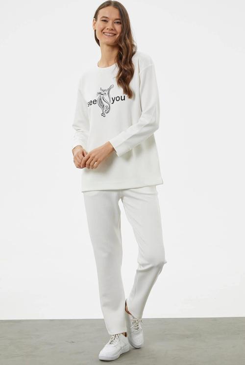 Baskılı Sıfır Yaka Oversize Eşoan Takım