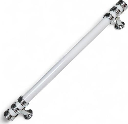Nesli Alüminyum Metal Lüks Modern Mobilya Çekmece Mutfak Dolabı Kulpu Beyaz-Krom 128mm