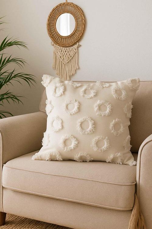 Tüylü Ve Desenli Kırlent Kılıfı - 40X40 Cm Şık Ve Konforlu Dekoratif Yastık