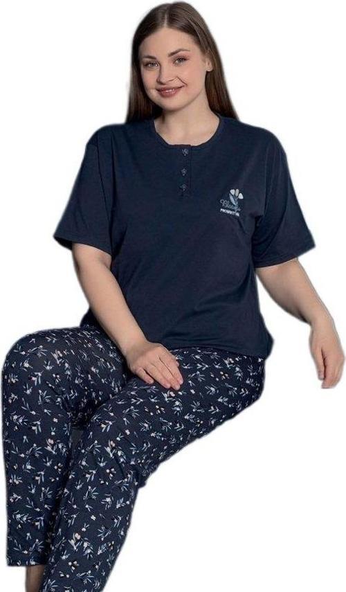 Camille Tasarım Model Kısa Kol Büyük Beden Kadın Pijama Takımı 3XL/5XL