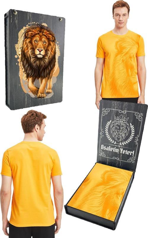 Orijinal Lisanslı Aslan Baskılı Sarı T-Shirt Gs Aslan Baskılı Hediyelik Ahşa
