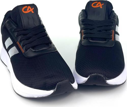 Erkek Siyah Oranj Bağcıklı Nefes Alan Esnek Hafif Günlük Sneaker Spor Ayakkabı