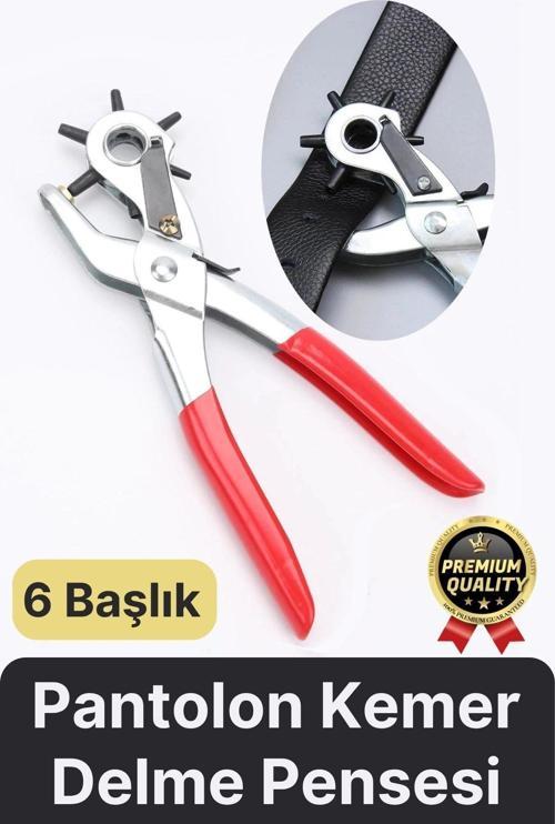 Çok Fonksiyonlu Paslanmaz Çelik Delik Açma Aleti 6 Başlıklı Kumaş Deri Pantolon Kemer Delme Pensesi
