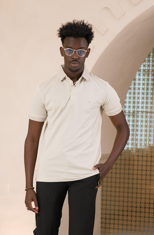 Örme Polo Yaka Regular Fit Pamuklu Ve Likralı T-shirt