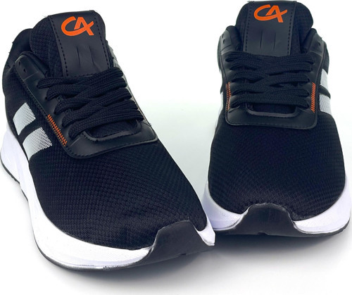 Erkek Siyah Oranj Bağcıklı Nefes Alan Esnek Hafif Günlük Sneaker Spor Ayakkabı