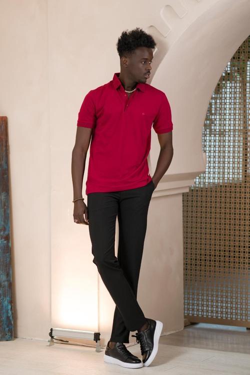 Örme Polo Yaka Regular Fit Pamuklu Ve Likralı T-shirt