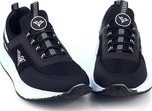 Erkek Siyah Beyaz Bağcıksız Esnek Çok Hafif Günlük Sneaker Spor Ayakkabı